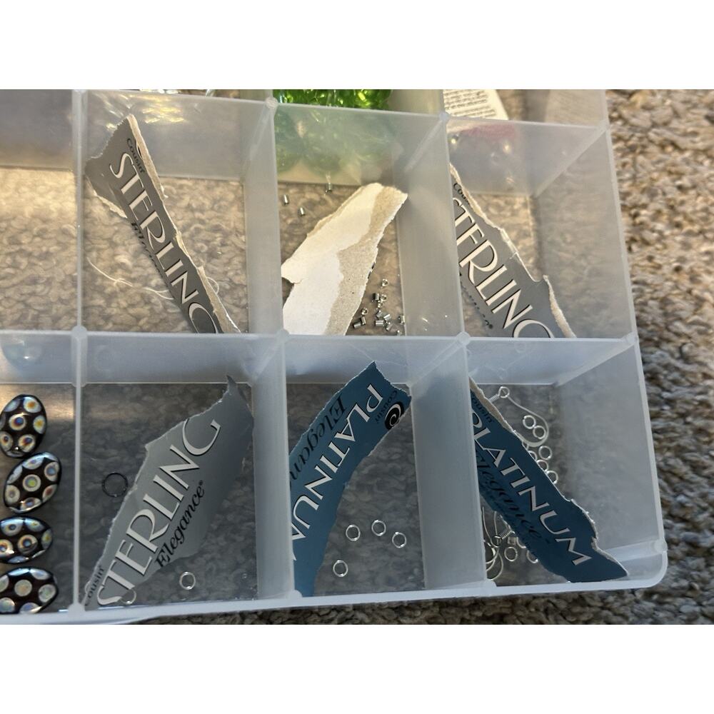 Bead Jewelry Making Lot Mixed Glass Stone Charms Metal Plastic Misc With Cases - Picture 7 of 8